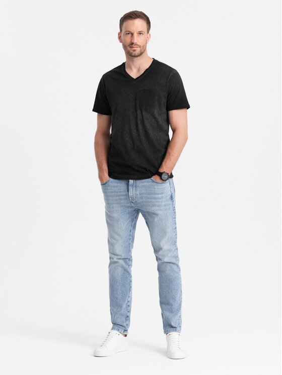 Ombre Ombre T-Shirt OM-TSCT-22SS-002 Czarny Regular Fit