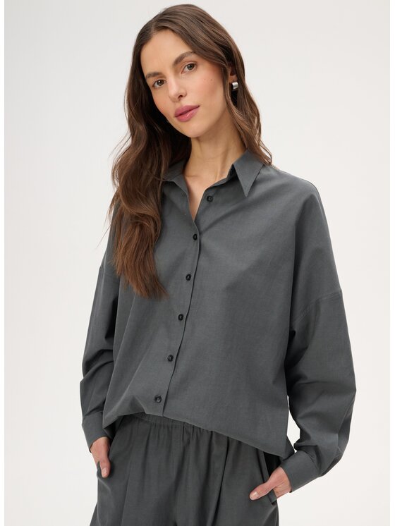 LEBRAND LEBRAND Koszula Meryl Szary ciemny Regular Fit