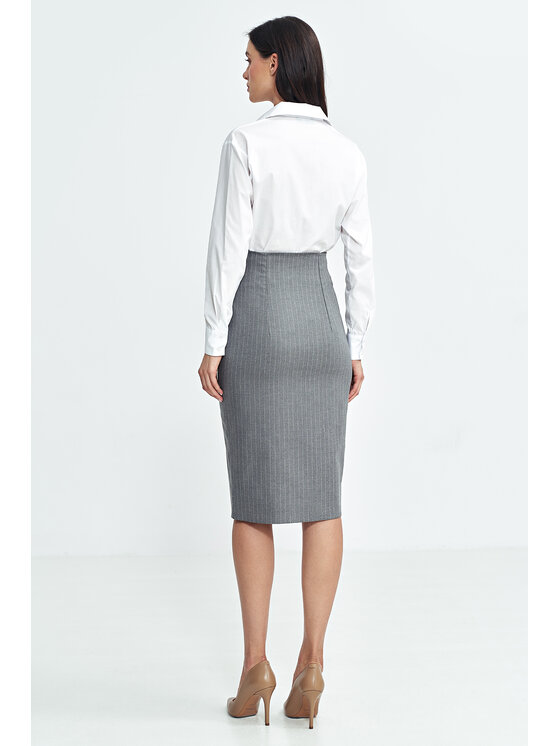 NIFE NIFE Spódnica ołówkowa SP77grey Szary Regular Fit