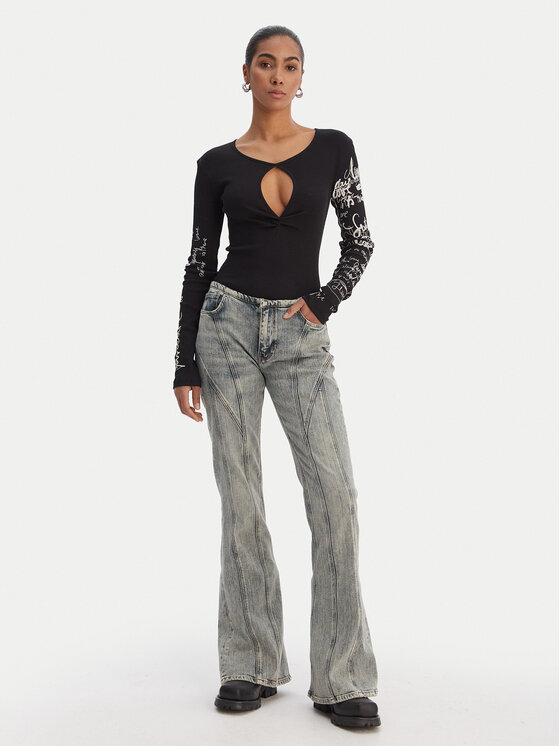 Desigual Desigual Bluzka 26SWTK18 Czarny Slim Fit