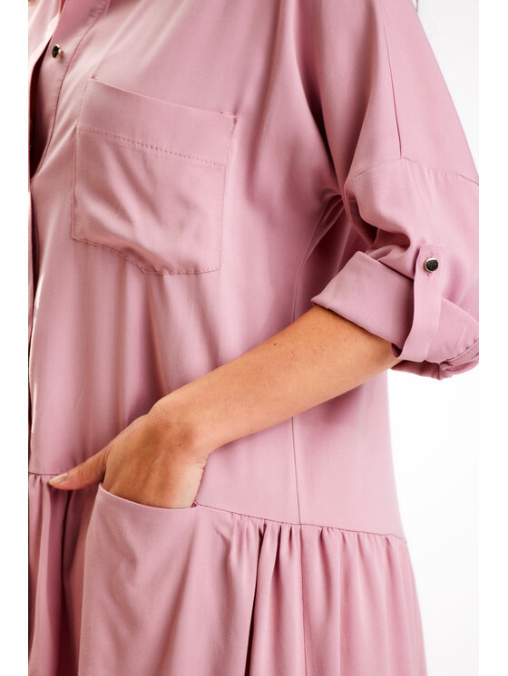 Awama Awama Sukienka letnia A584 Różowy Basic Fit