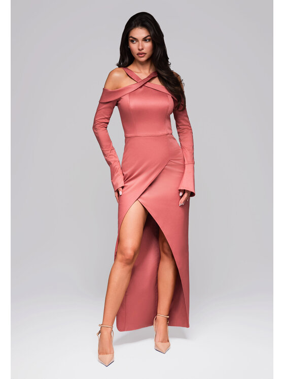 Ombre Ombre Sukienka wieczorowa LA-OM-DLR250 Różowy Regular Fit
