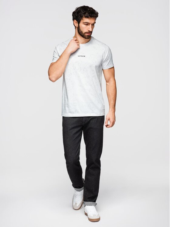 Ombre Ombre T-Shirt OM-TSFP-0263 Biały Regular Fit