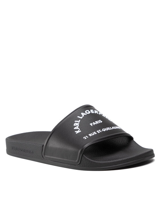 KARL LAGERFELD Męskie Klapki, rozmiar 40, Czarne, KL70008