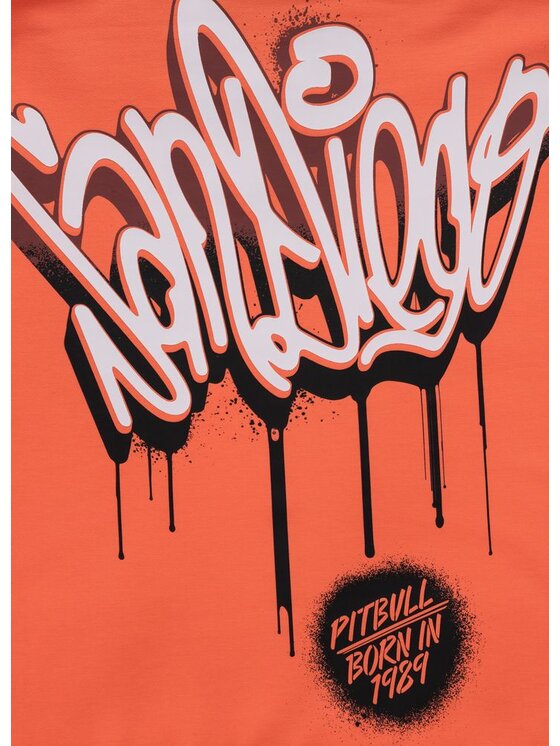 PITBULL PITBULL Bluza GRAFFITI Pomarańczowy Regular Fit