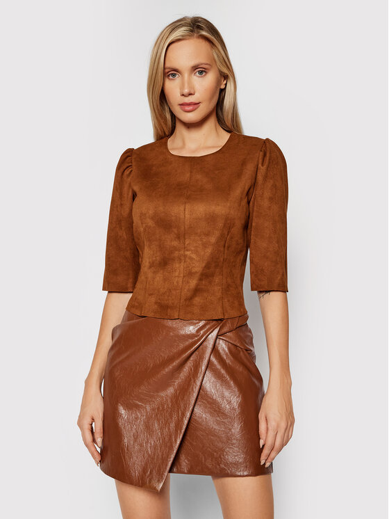 DKNY Bluză P1HA7I75 Maro Slim Fit La Reducere si Transport Gratuit Bluzițe 2023-10-04 3