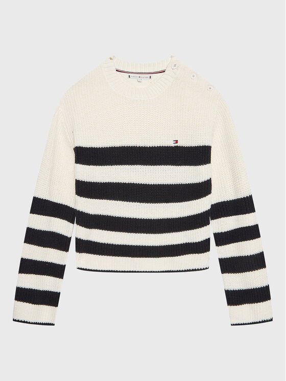 Tommy Hilfiger Sveter Nautical KG0KG07078 D Écru Regular Fit