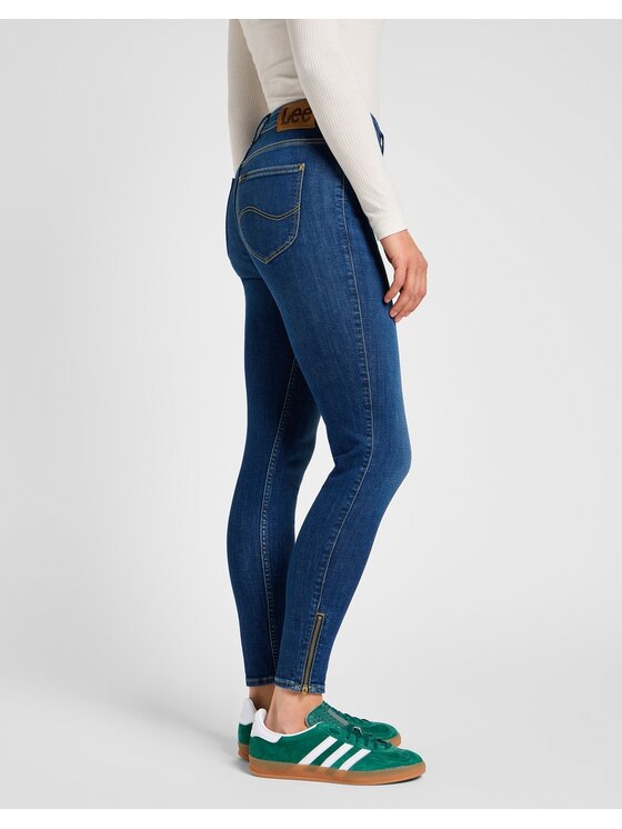 Lee Lee Jeansy Scarlett High Zip Indigo Realness Niebieski Skinny Fit