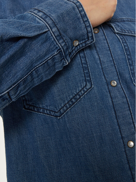 Sisley Sisley džínsová košeľa 5FV6LQ028 Modrá Regular Fit