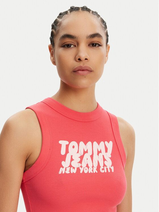 Tommy Jeans Tommy Jeans Top DW0DW21339 Różowy Slim Fit
