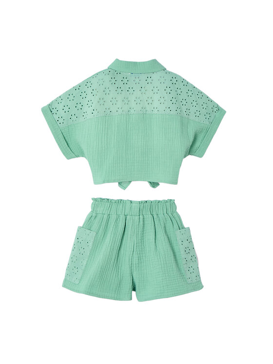 Mayoral Mayoral Completo camicia e pantaloncini 3210 Verde Regular Fit