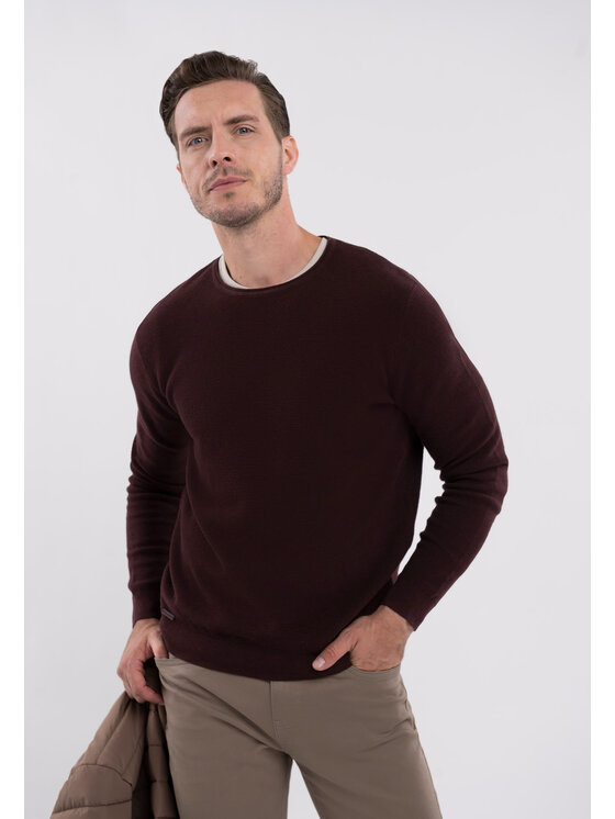 Volcano Volcano Sweter S-BRADY Czerwony Regular Fit