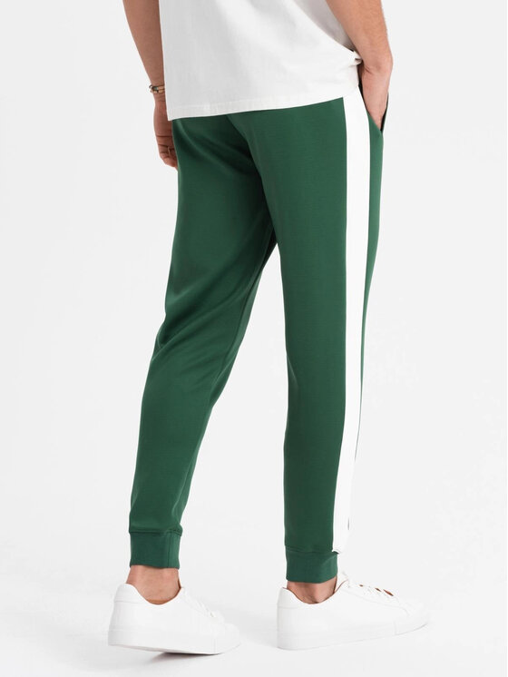 Ombre Ombre Spodnie dresowe OM-PASK-0229 Zielony Regular Fit