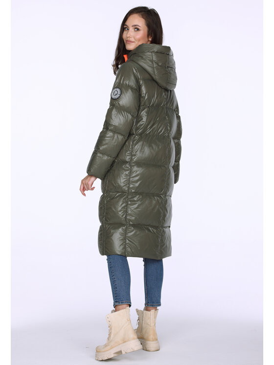 Perso Perso Płaszcz zimowy puchowy z szelkami Khaki Regular Fit