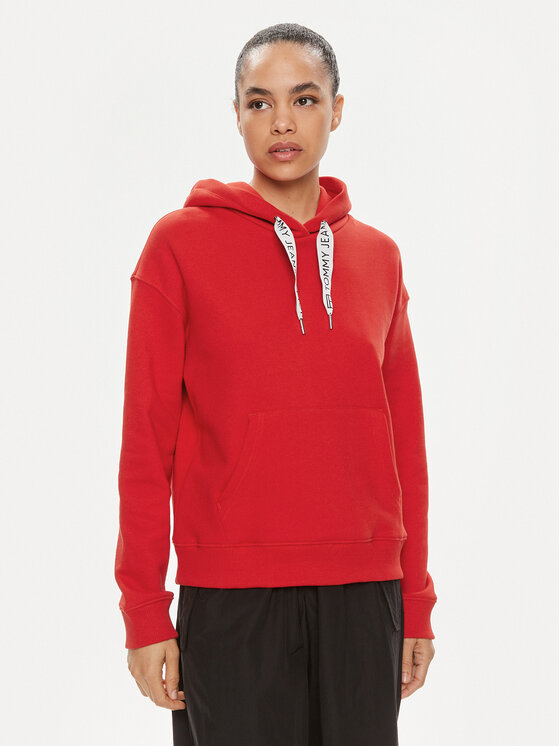 Tommy Jeans Bluză Logo Drawcord DW0DW17794 Roșu Boxy Fit