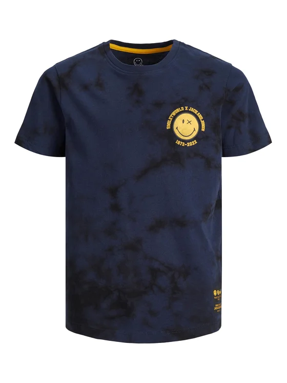 Jack&Jones Junior T-Shirt SMILEY WORLD 12223445 Dunkelblau Regular Fit