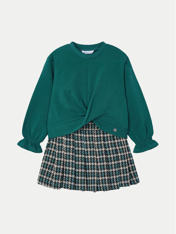 Mayoral Mayoral Komplet sweter i szorty materiałowe 4220 Zielony Regular Fit