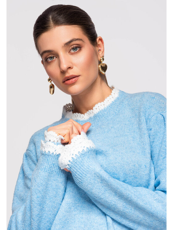 Ombre Ombre Sweter OW-SWSW-0105 Niebieski Regular Fit