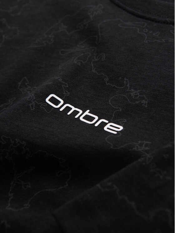 Ombre Ombre T-Shirt OM-TSFP-0263 Czarny Regular Fit