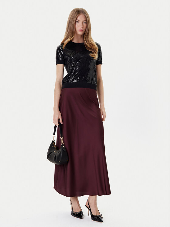 Guess Guess Midi sukňa W5YD55 WF1T2 Bordová Regular Fit