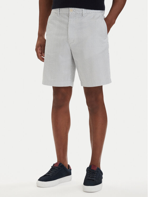 Tommy Hilfiger Pantalon scurți din material Dover Print MW0MW42353 Alb Slim Fit