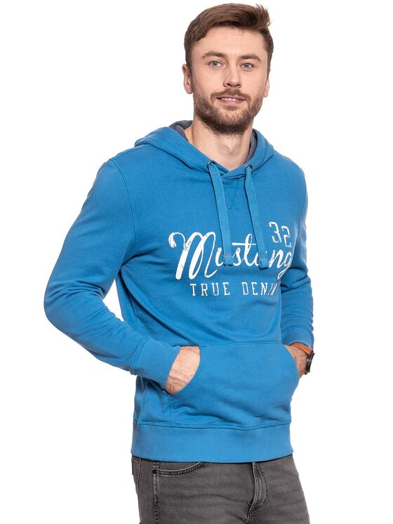 Mustang Mustang Felpa LOGOPRINT HOODIE Blu Regular Fit