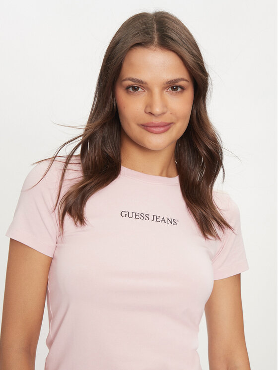 Guess Jeans Guess Jeans Тишърт W4YI01 J1314 Розов Slim Fit