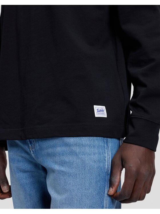 Lee Lee T-Shirt WORKWEAR LS BOXY HEAVY T Czarny Relaxed Fit