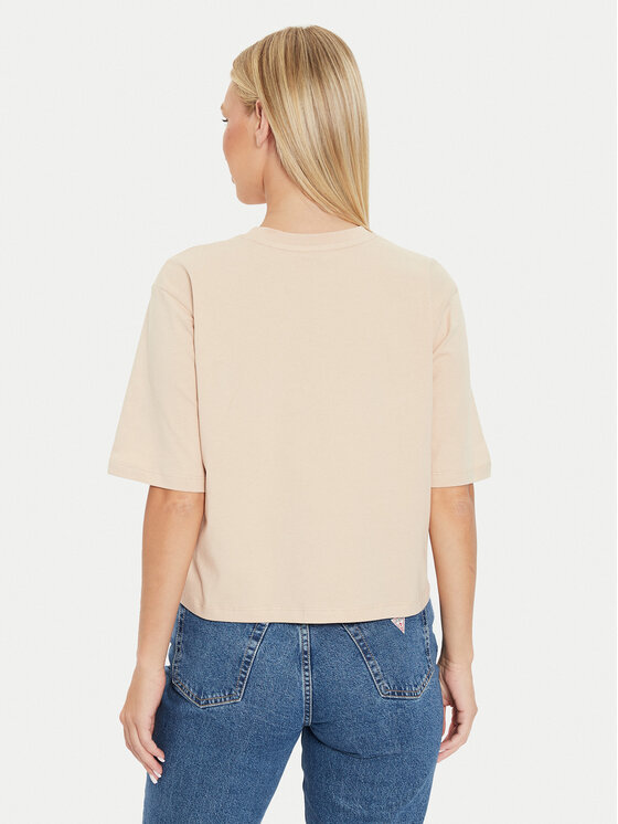 Guess Guess Tričko Aurelie V4YI06 I3Z14 Béžová Boxy Fit