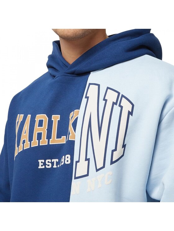Karl Kani Karl Kani Mikina WOVEN RETRO SPLIT OS HOODIE Tmavomodrá Regular Fit