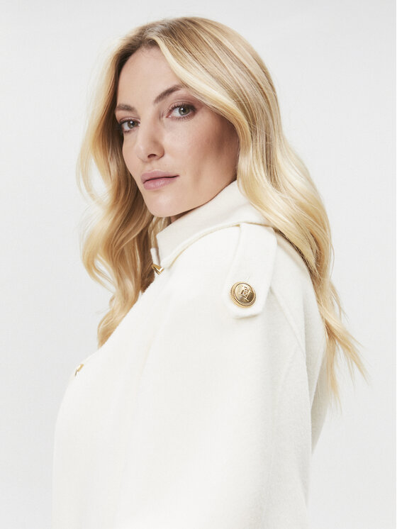 Elisabetta Franchi Elisabetta Franchi Cappotto di lana CP-45D-36E2-V840 Écru Regular Fit