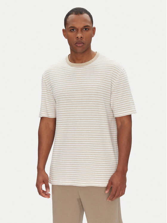 BOSS Męski T-Shirt, rozmiar L, Beżowy, H-Taut 28 50537498