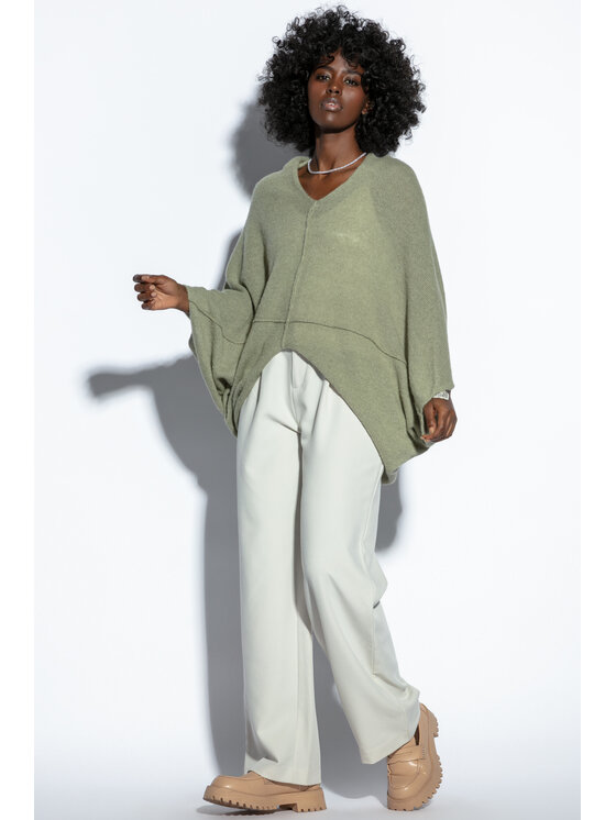 Fobya Fobya Sweter F1822 Khaki Casual Fit