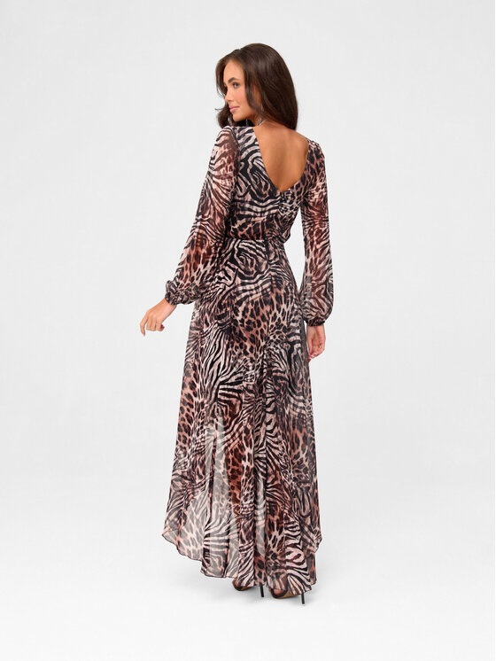 Roco Fashion Roco Fashion Sukienka koktajlowa Coralie Brązowy Regular Fit