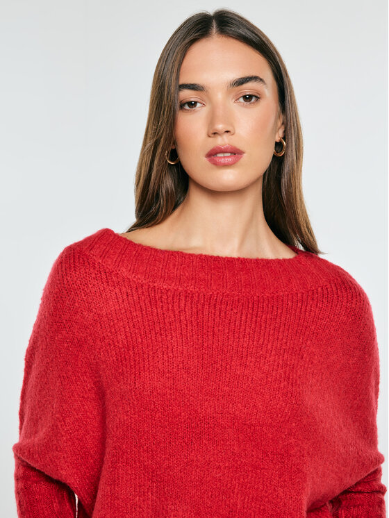 BIG STAR BIG STAR Sweter MAYAMIKOS Czerwony Oversize