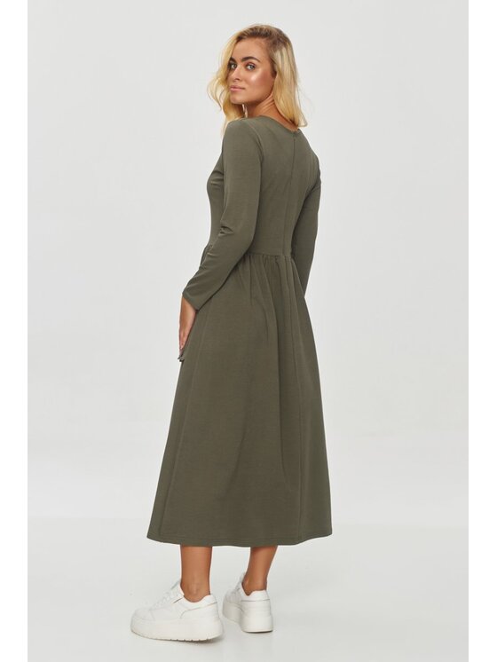Makadamia Makadamia Sukienka codzienna M843 Khaki Regular Fit