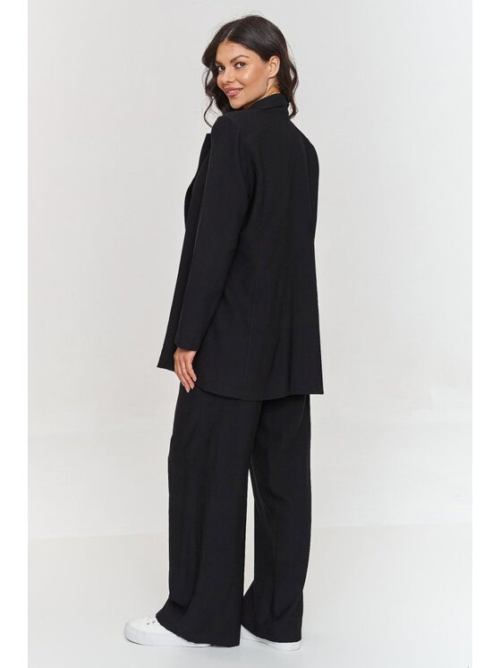 Makadamia Makadamia Garnitur m883 Czarny Loose Fit