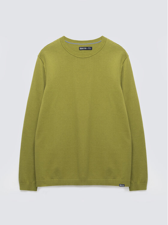 BIG STAR BIG STAR Sweter SIMONER Zielony Basic Fit