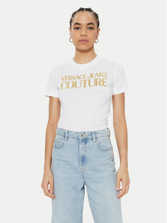 Versace Jeans Couture Versace Jeans Couture T-Shirt 78HAHT01 Bílá Regular Fit