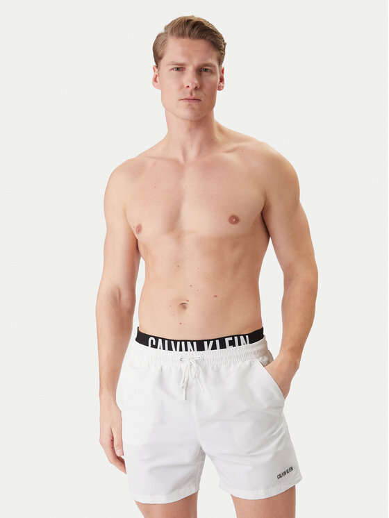 Calvin Klein Swimwear Calvin Klein Swimwear Pantaloni scurți pentru înot LV00N61015 Alb Regular Fit