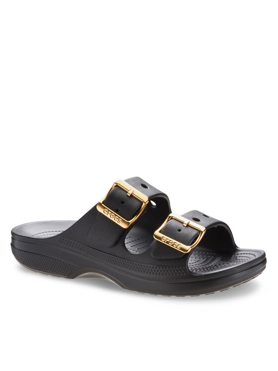 Crocs Crocs Pantoletten Saturday Sandal Metallic Buckle 213316 Schwarz