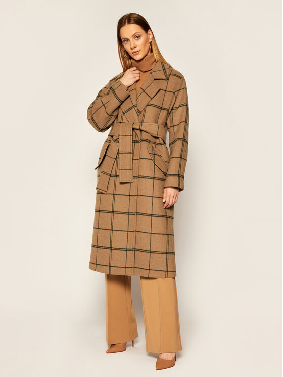 TWINSET TWINSET Вълнено палто Cappotto 202TP224B Кафяв Regular Fit