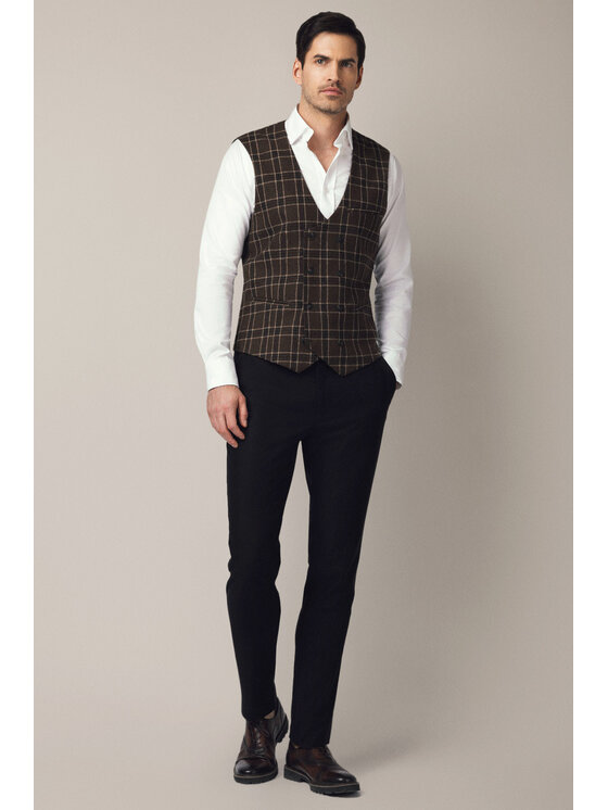 Lancerto Lancerto Kamizelka Arpino KA131225000013 Brązowy Slim Fit