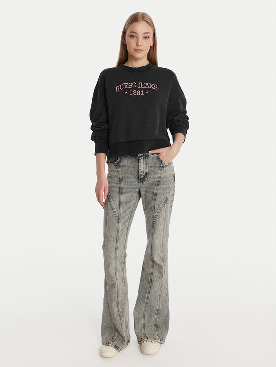 Guess Jeans Guess Jeans Μπλούζα W6RQ04 KCPR1 Μαύρο Regular Fit