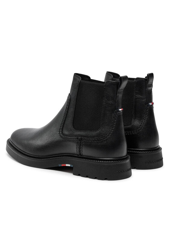 Tommy Hilfiger Tommy Hilfiger Kotníková obuv s elastickým prvkem Chelsea FM0FM05184 Černá