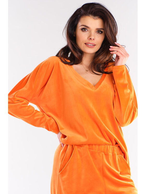Awama Awama Bluzka A417 Pomarańczowy Basic Fit