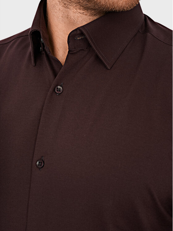 Evenemen Evenemen Koszula Stickat Brązowy Slim Fit