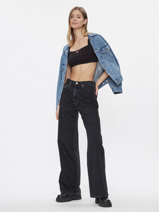 Tommy Jeans Tommy Jeans Marškinėliai Badge DW0DW17395 Juoda Slim Fit