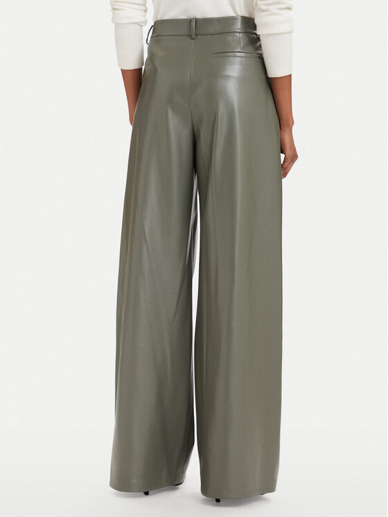 BOSS BOSS Pandaloni de piele Tiana4-M 50564757 Verde închis Wide Leg