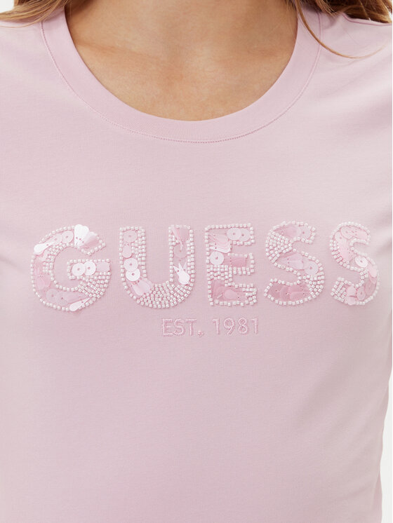 Guess Guess T-Shirt W5GI17 J1314 Růžová Slim Fit